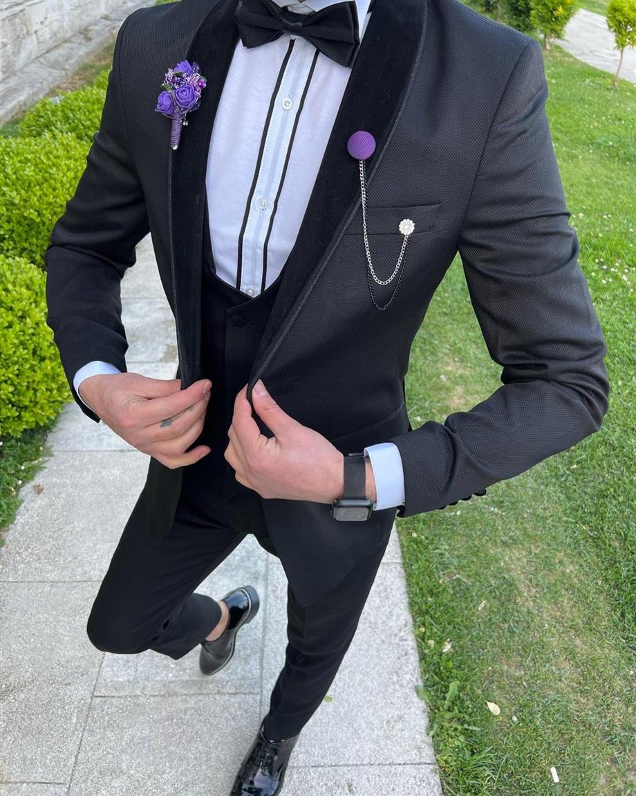 Groom's Suit Italian Cut Slim Fit Black SD3435