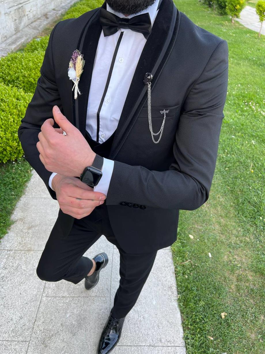Groom's Suit Italian Cut Slim Fit Black SD3438