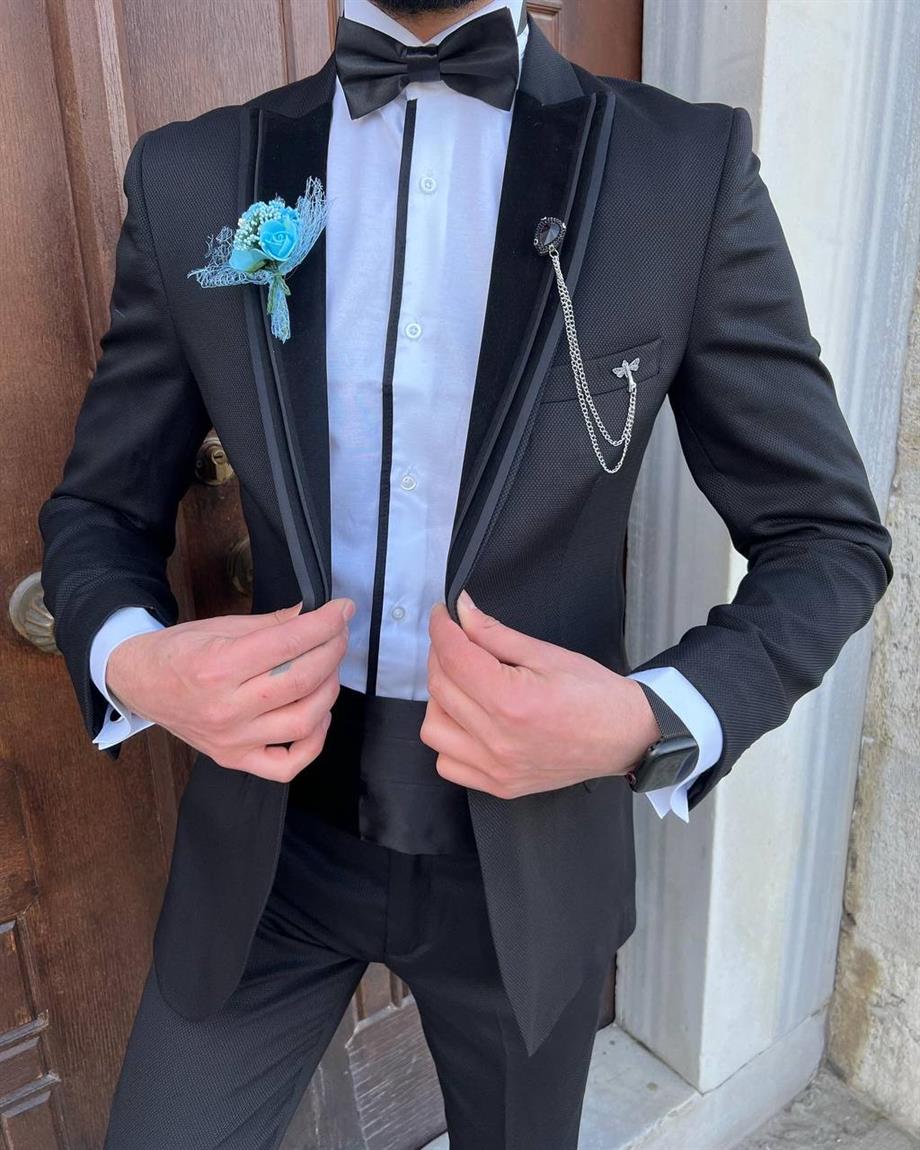 Groom's Suit Italian Cut Slim Fit Black SD3440