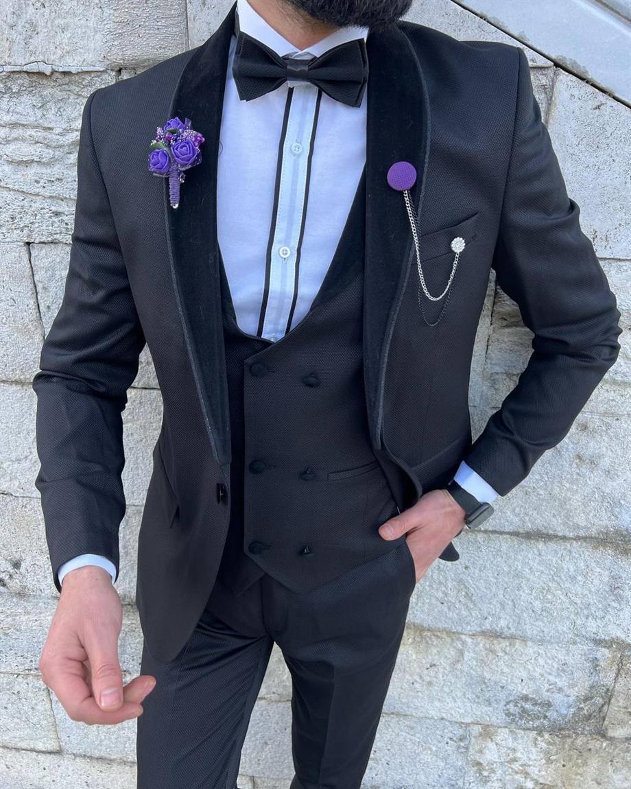 Groom's Suit Italian Cut Slim Fit Black SD3435