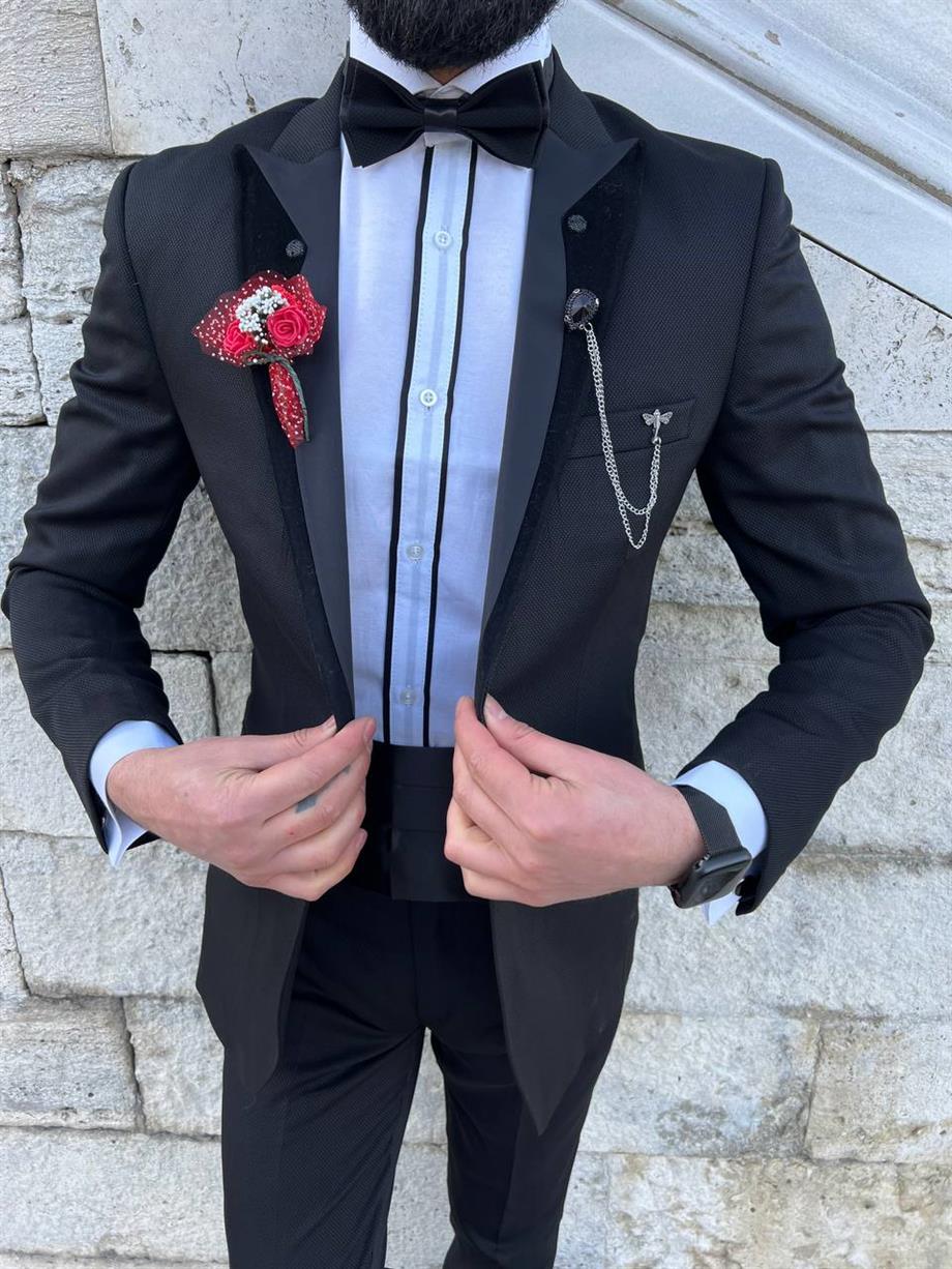 Groom's Suit Italian Cut Slim Fit Black SD3437