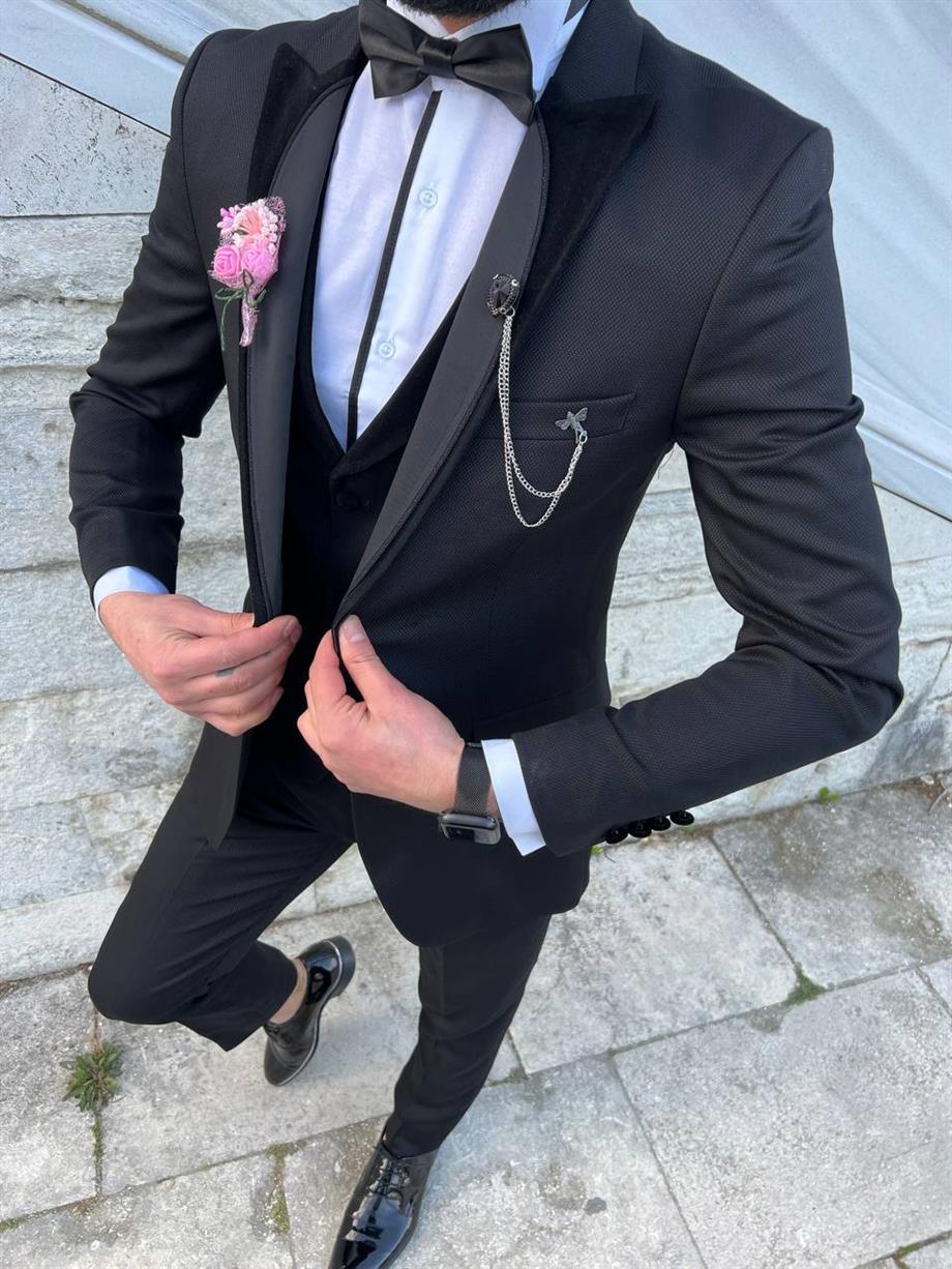 Groom's Suit Italian Cut Slim Fit Black SD3441