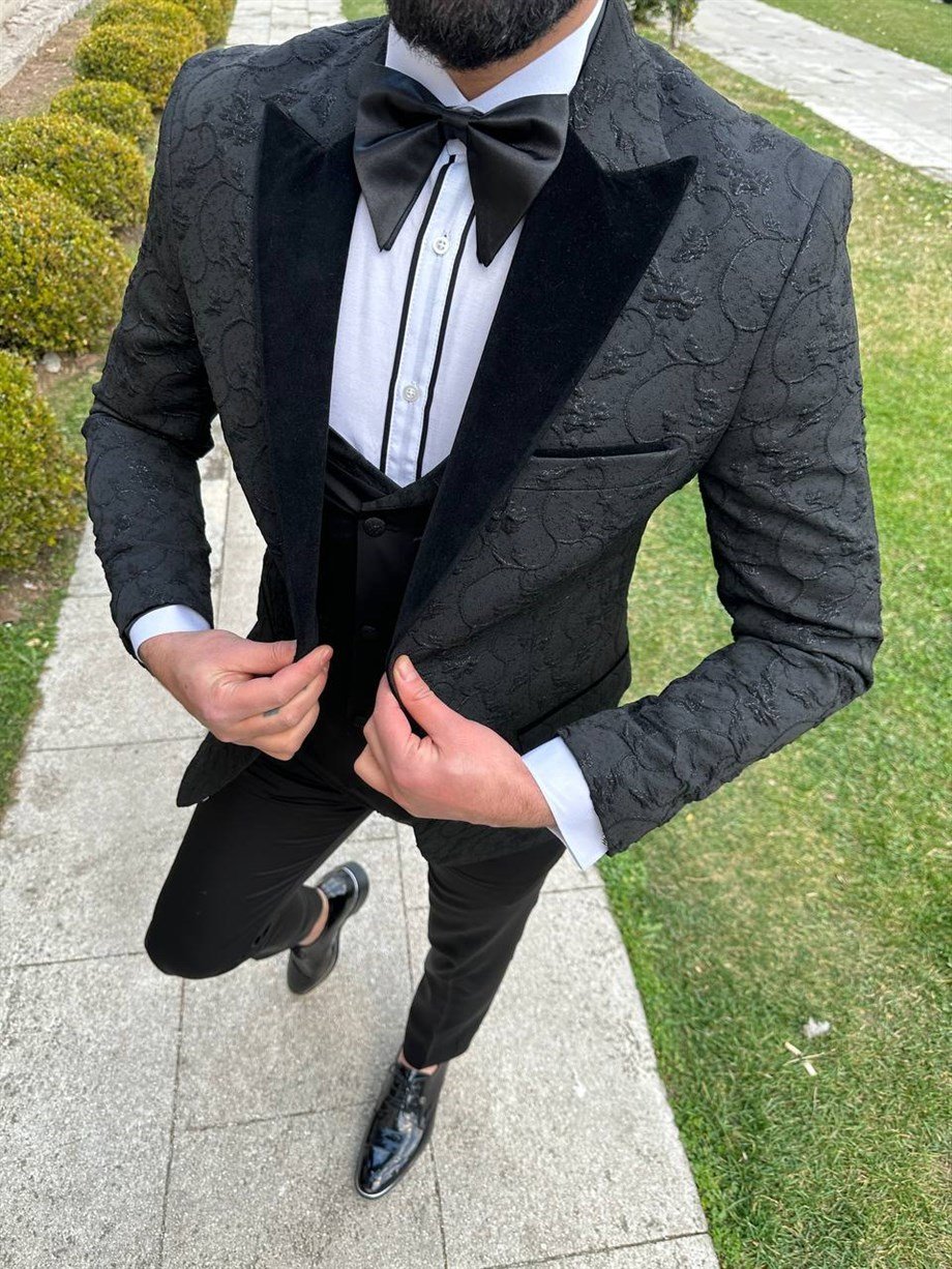 Groom's Suit Italian Cut Slim Fit Black SD3433
