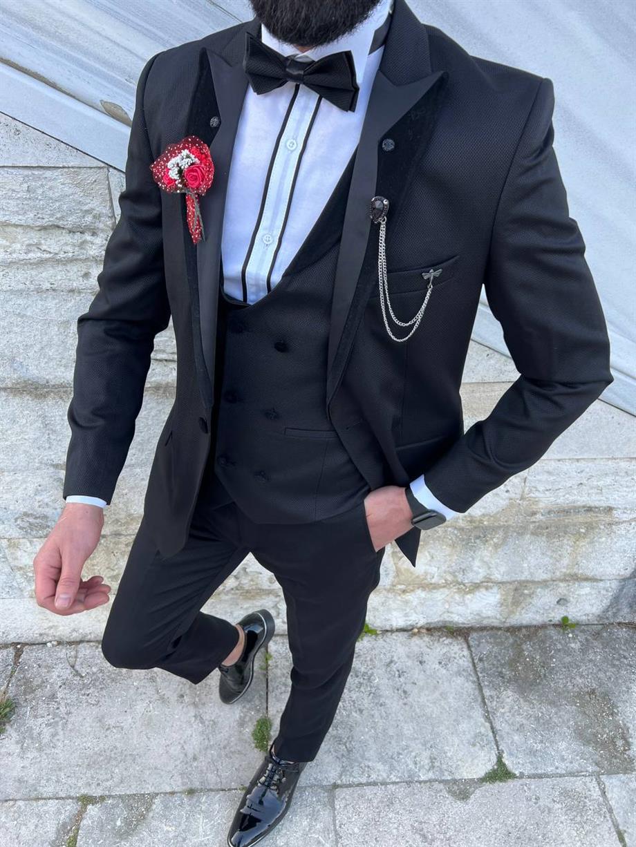 Groom's Suit Italian Cut Slim Fit Black SD3437