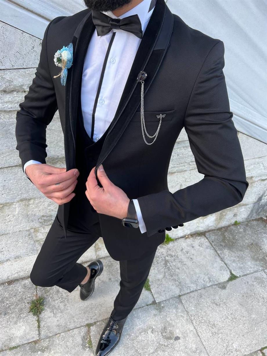 Groom's Suit Italian Cut Slim Fit Black SD3440