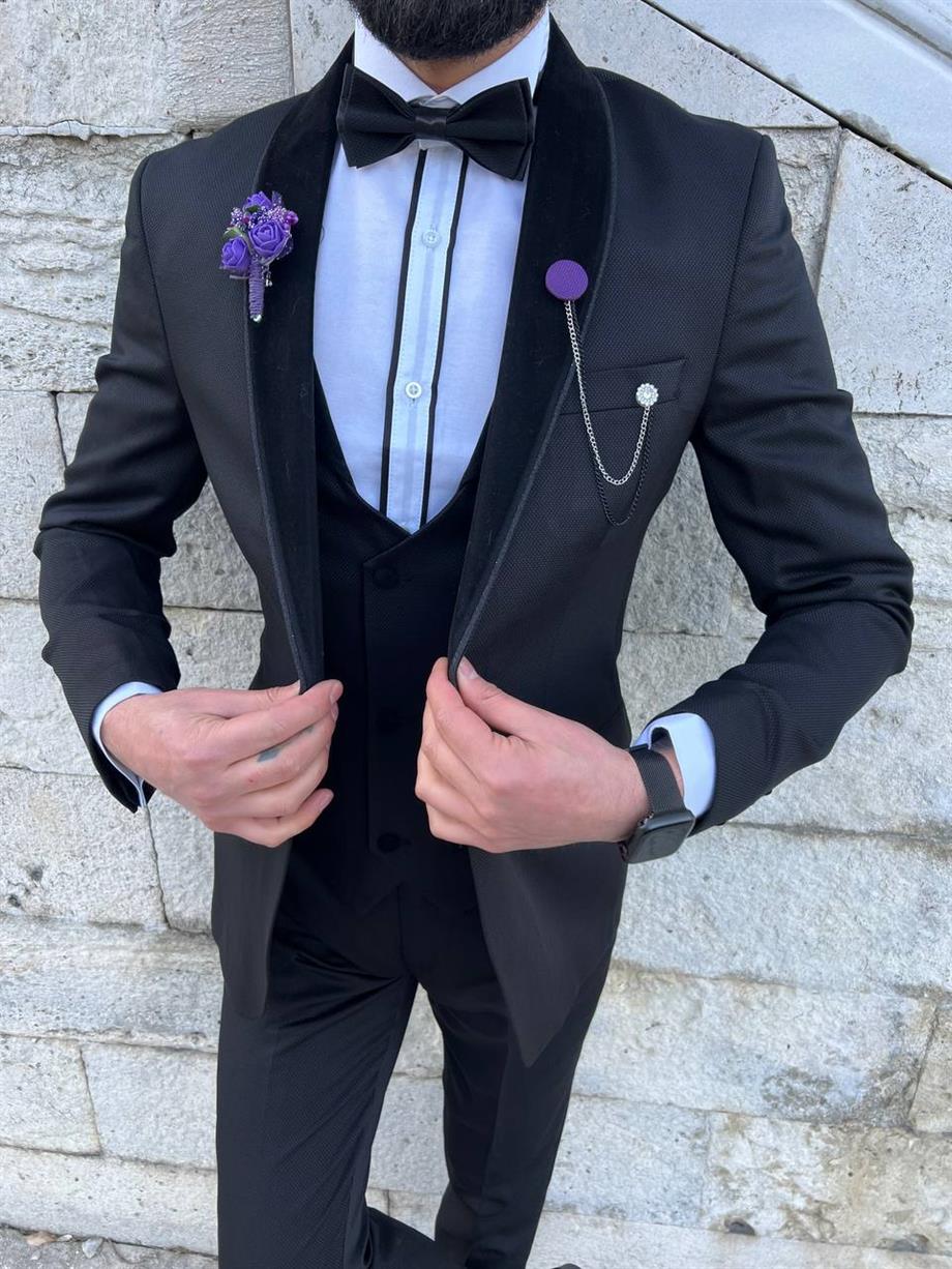 Groom's Suit Italian Cut Slim Fit Black SD3435