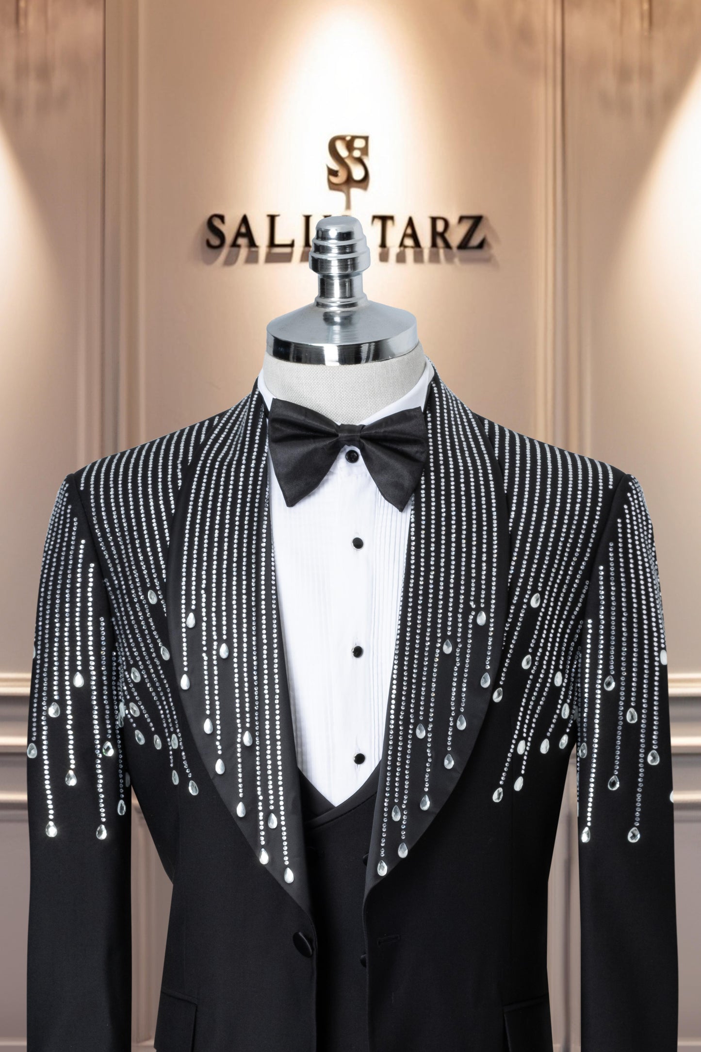 Groom's Suit Italian Cut Slim Fit Stone Black SD41092