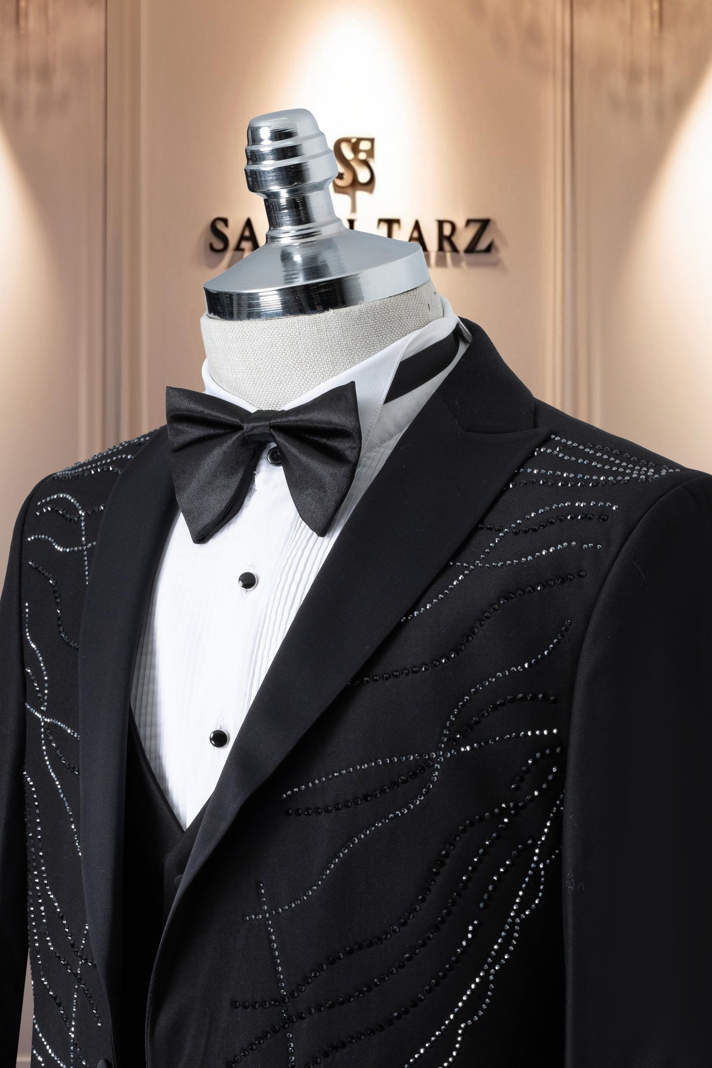 Groom's Suit Italian Cut Slim Fit Stone Black SD41090