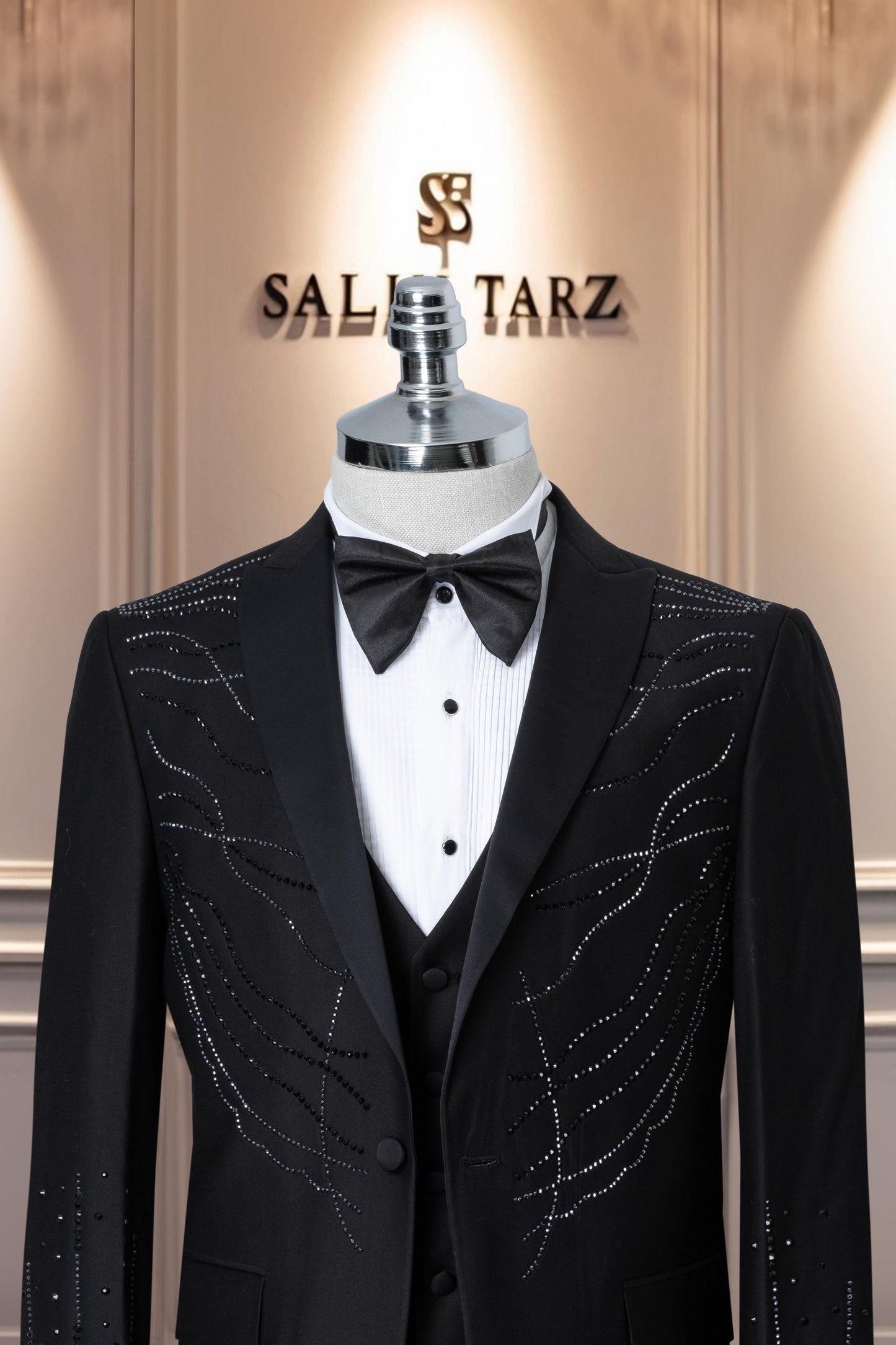 Groom's Suit Italian Cut Slim Fit Stone Black SD41090