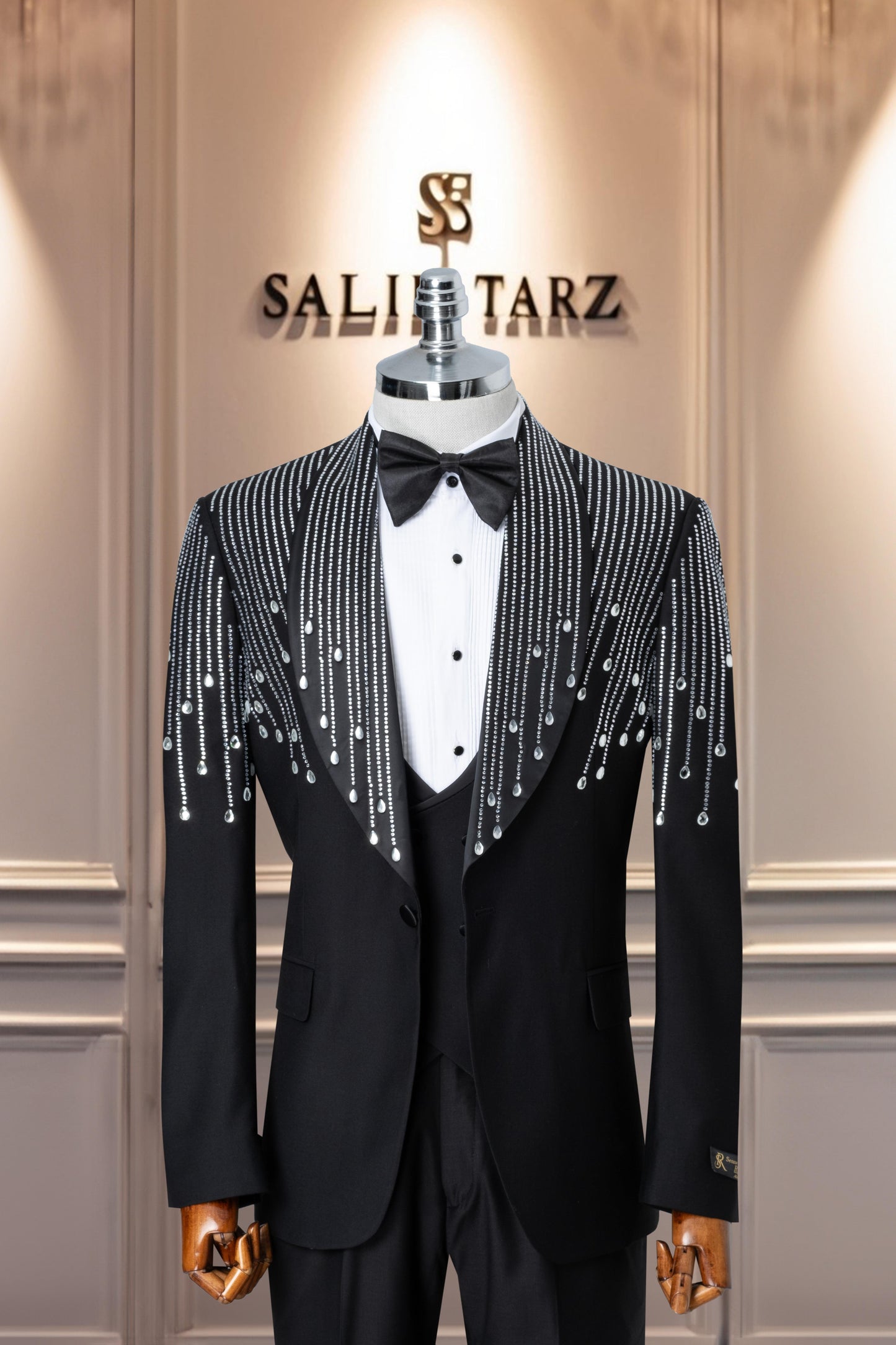 Groom's Suit Italian Cut Slim Fit Stone Black SD41092