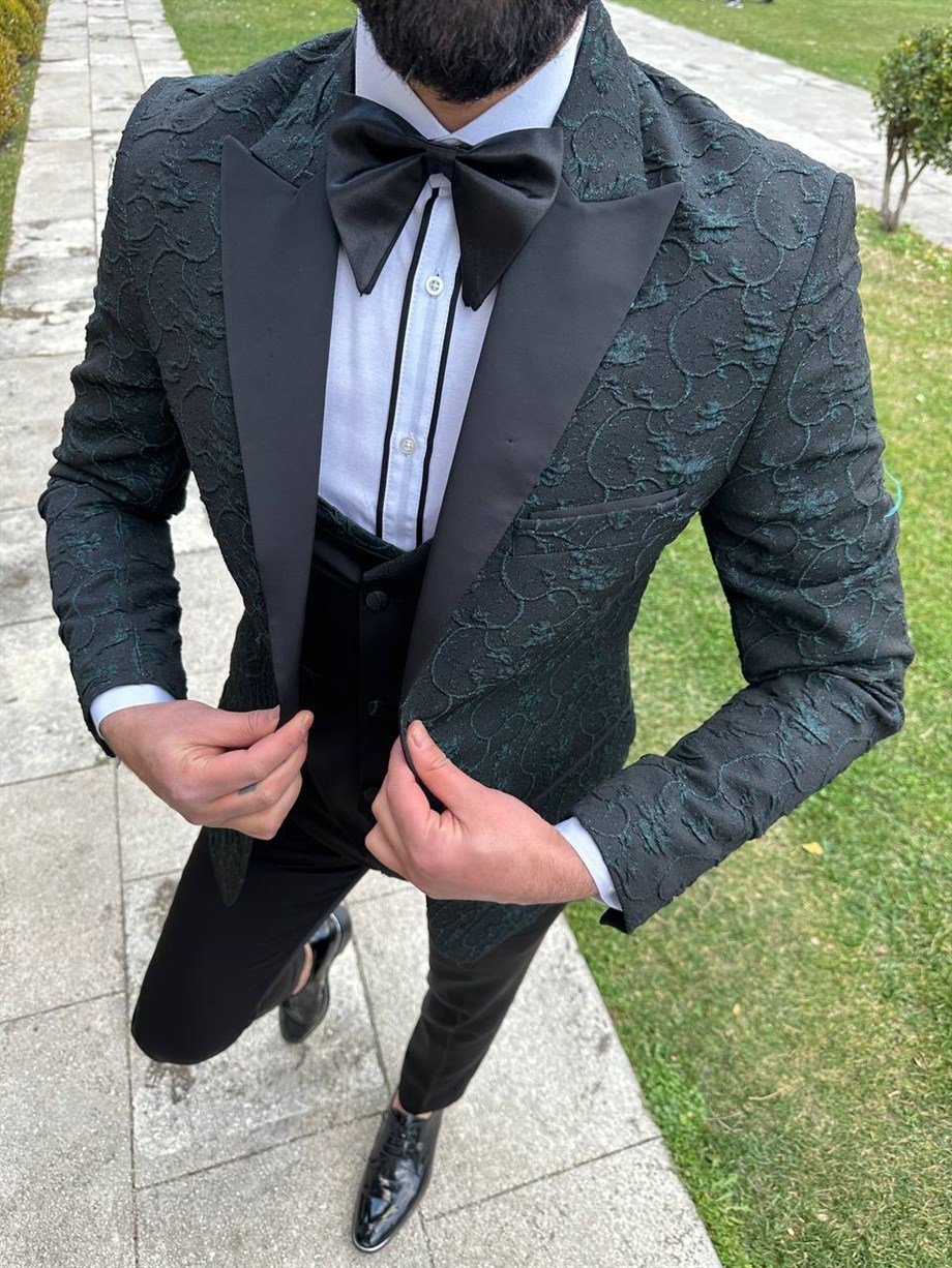 Groom's Suit Italian Cut Slim Fit Green SD3434