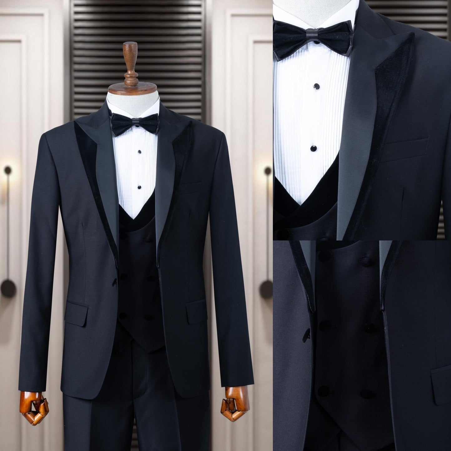 Groom Tuxedo Italian Cut Slim Fit Black SD3471