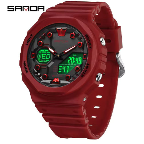 1068 SANDA 6200 style Digital Men Watch Countdown Stopwatch LED Light Electronic Outdoor Military 5Alarm Waterproof Quartz Wristwatch