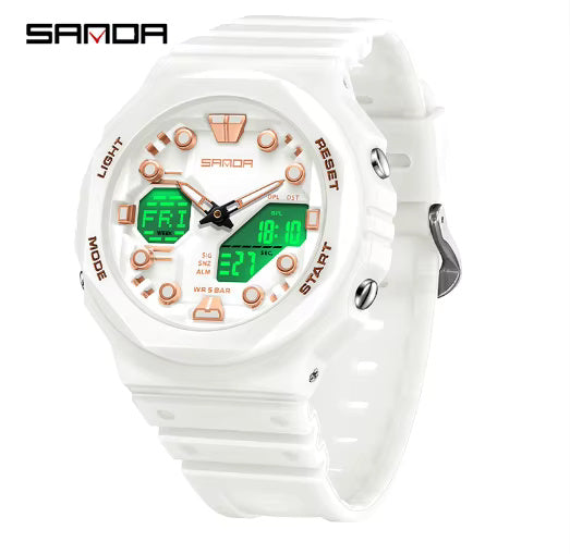 1068 SANDA 6200 style Digital Men Watch Countdown Stopwatch LED Light Electronic Outdoor Military 5Alarm Waterproof Quartz Wristwatch