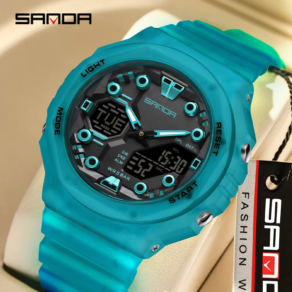 1069 SANDA 6200 style Digital Men Watch Countdown Stopwatch LED Light Electronic Outdoor Military 5Alarm Waterproof Quartz Wristwatch