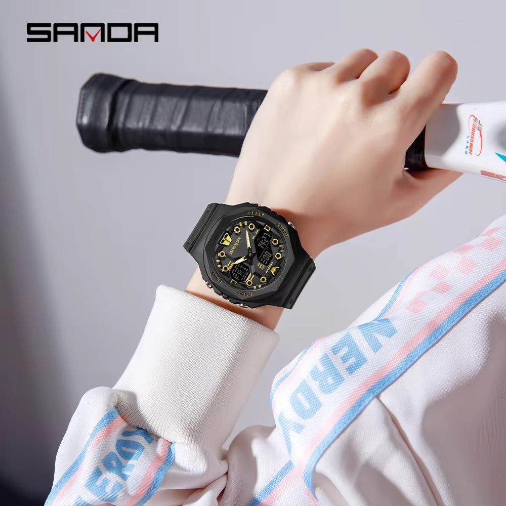 1069 SANDA 6200 style Digital Men Watch Countdown Stopwatch LED Light Electronic Outdoor Military 5Alarm Waterproof Quartz Wristwatch