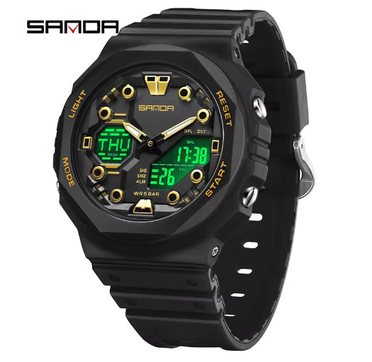 1069 SANDA 6200 style Digital Men Watch Countdown Stopwatch LED Light Electronic Outdoor Military 5Alarm Waterproof Quartz Wristwatch
