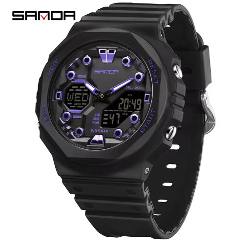 1069 SANDA 6200 style Digital Men Watch Countdown Stopwatch LED Light Electronic Outdoor Military 5Alarm Waterproof Quartz Wristwatch