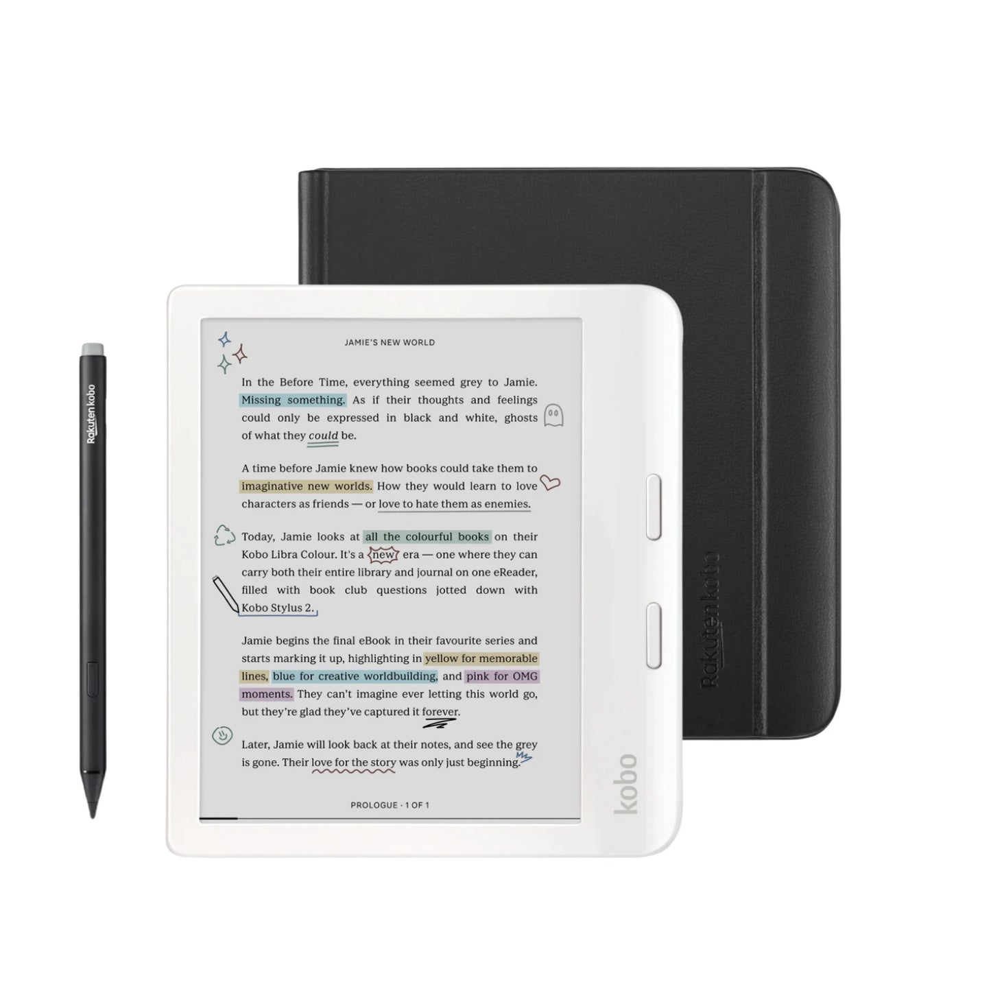 Kobo Libra Colour Beyaz Notebook Kılıf ve Kalem Paketi