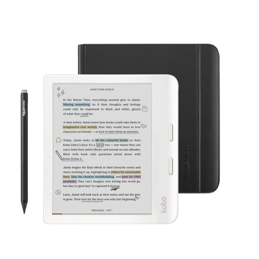 Kobo Libra Colour Beyaz Notebook Kılıf ve Kalem Paketi