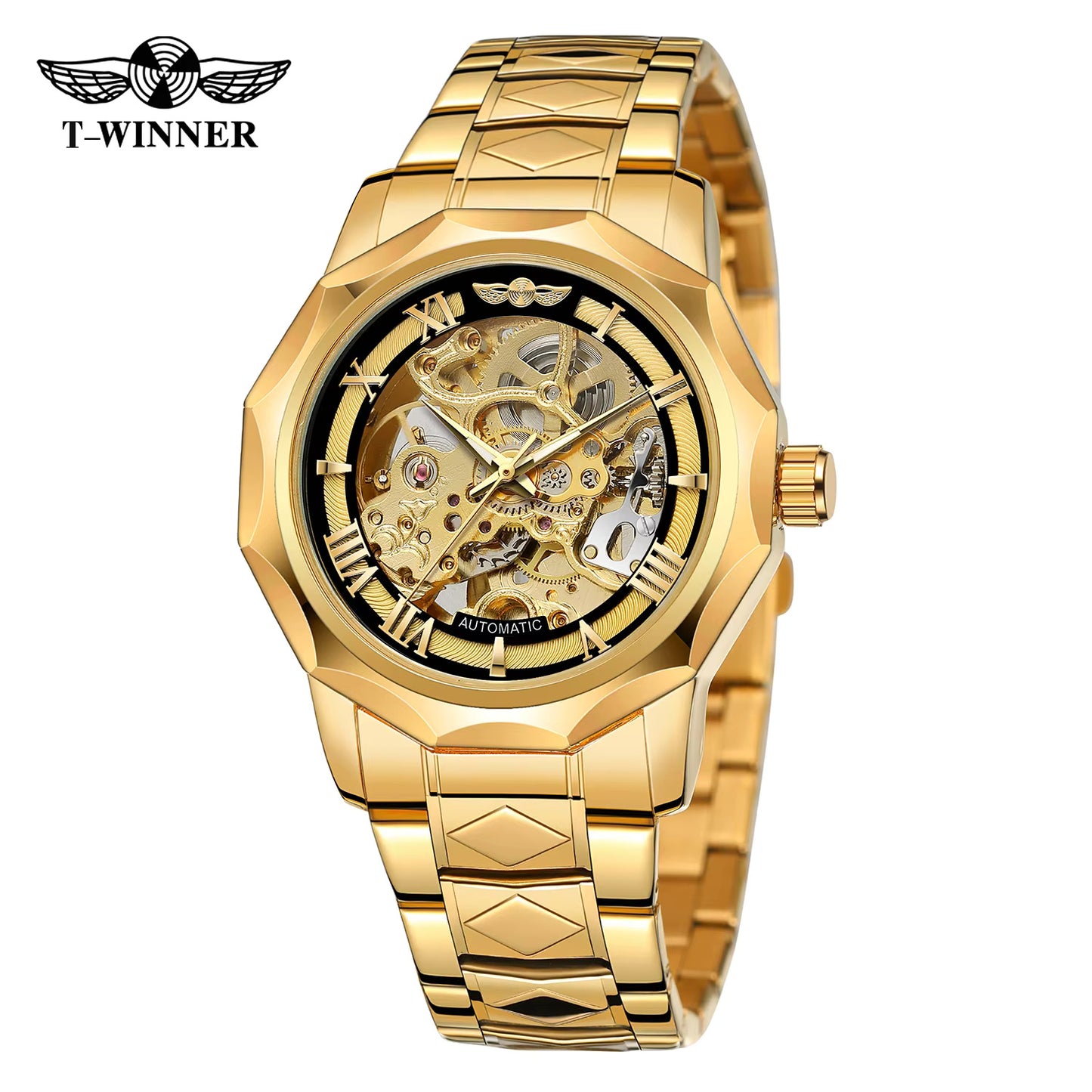1043 Winner 199G Luxury Male automatic movement Waterproof Wristwatch Watch For Men New Reloj Hombre Gold Hollowed Fashion Clock