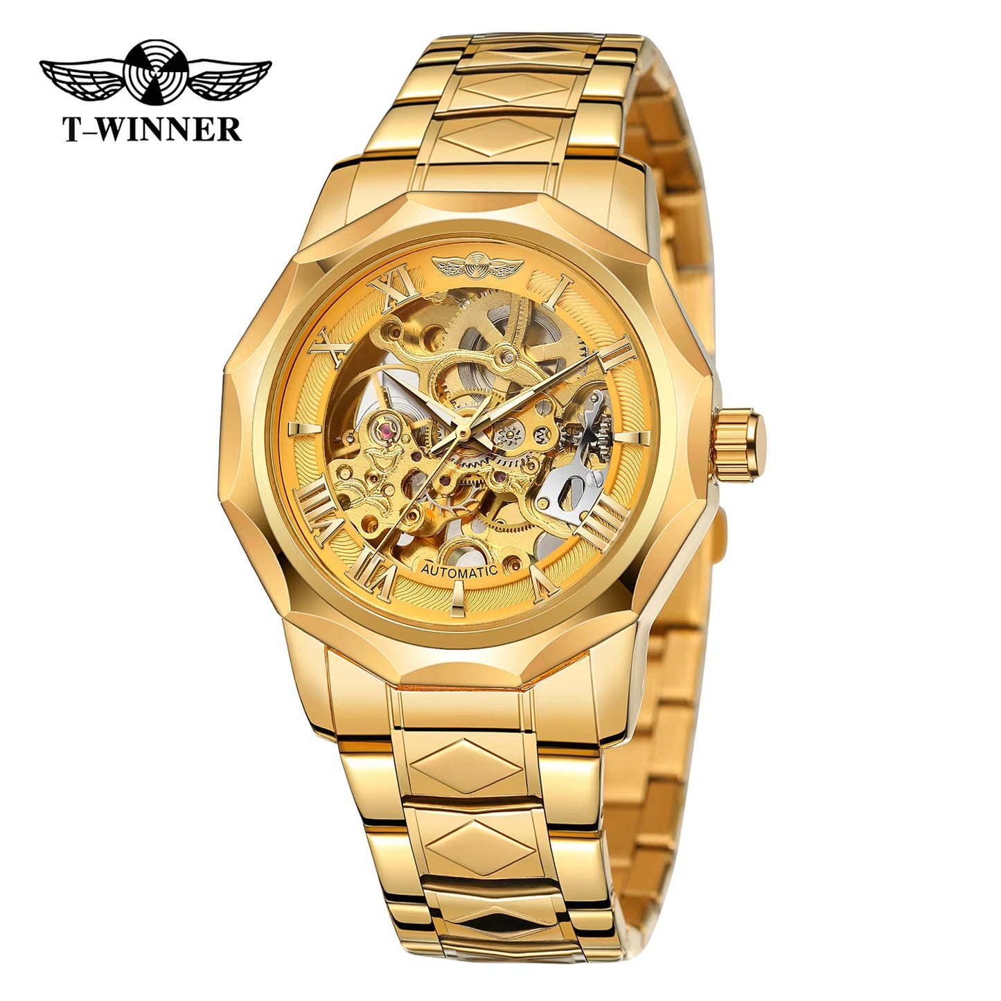 1043 Winner 199G Luxury Male automatic movement Waterproof Wristwatch Watch For Men New Reloj Hombre Gold Hollowed Fashion Clock