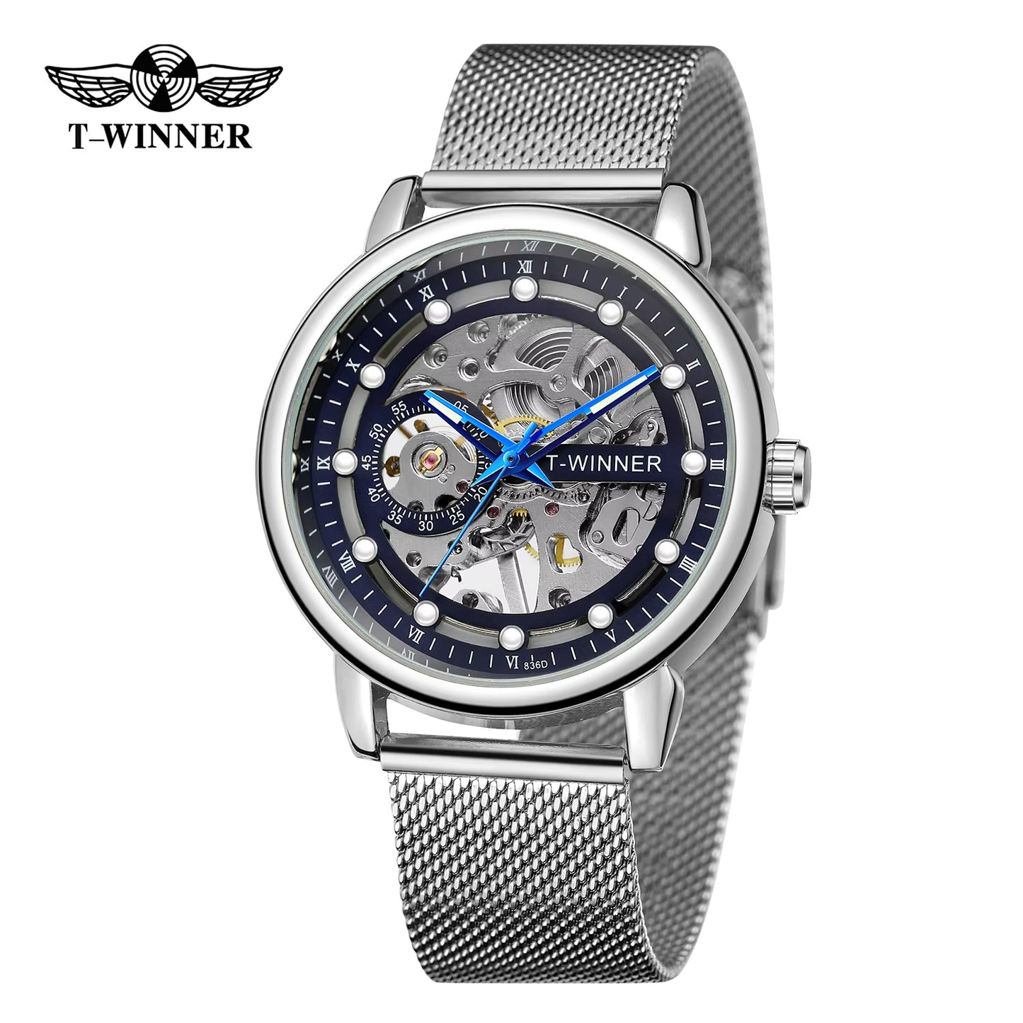1002 Winner 99A Luxury Tourbillon Skeleton Mechanical Watches Gold Handwinder Men Watch Stainless Steel Strap Hot Sale Hand