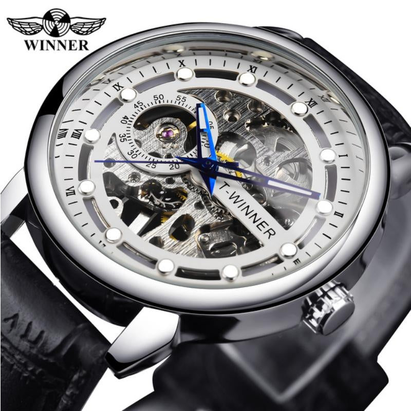 1038 Winner 99B Mens Watches Mechanical Watch Tourbillon Sport Clock Leather Casual Business Retro Wristwatch Relojes Hombre