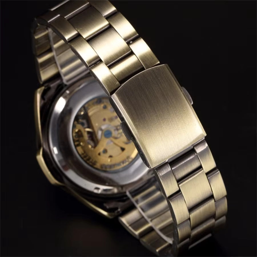 1029 SHENHUA 9536 Men's Automatic Mechanical Watch Bronze Skeleton Casual Men Watches Life Waterproof relogios masculino reloj hombre