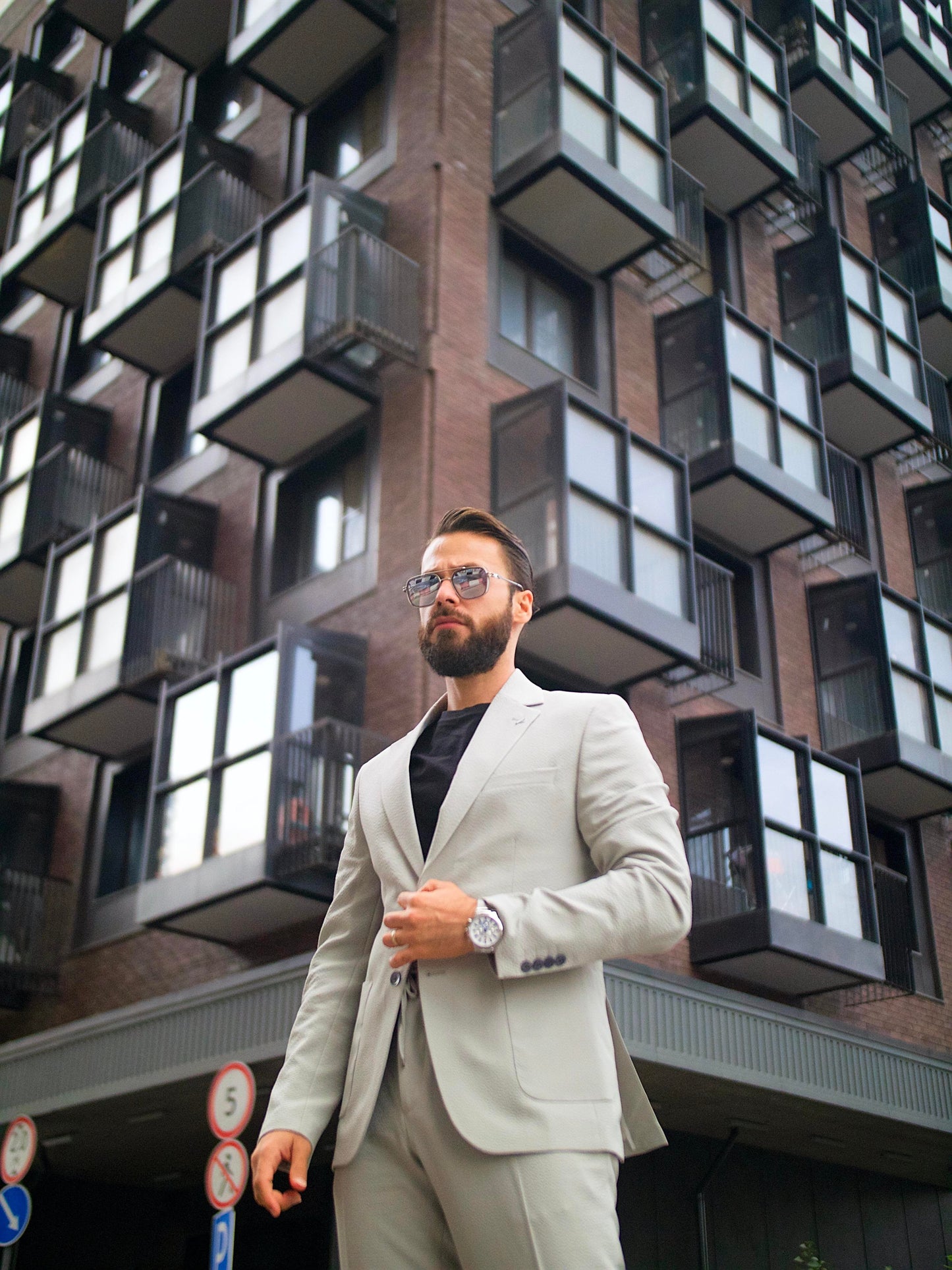 Suit Italian Cut Seersucker Drawstring SlimFit Stone SD41038