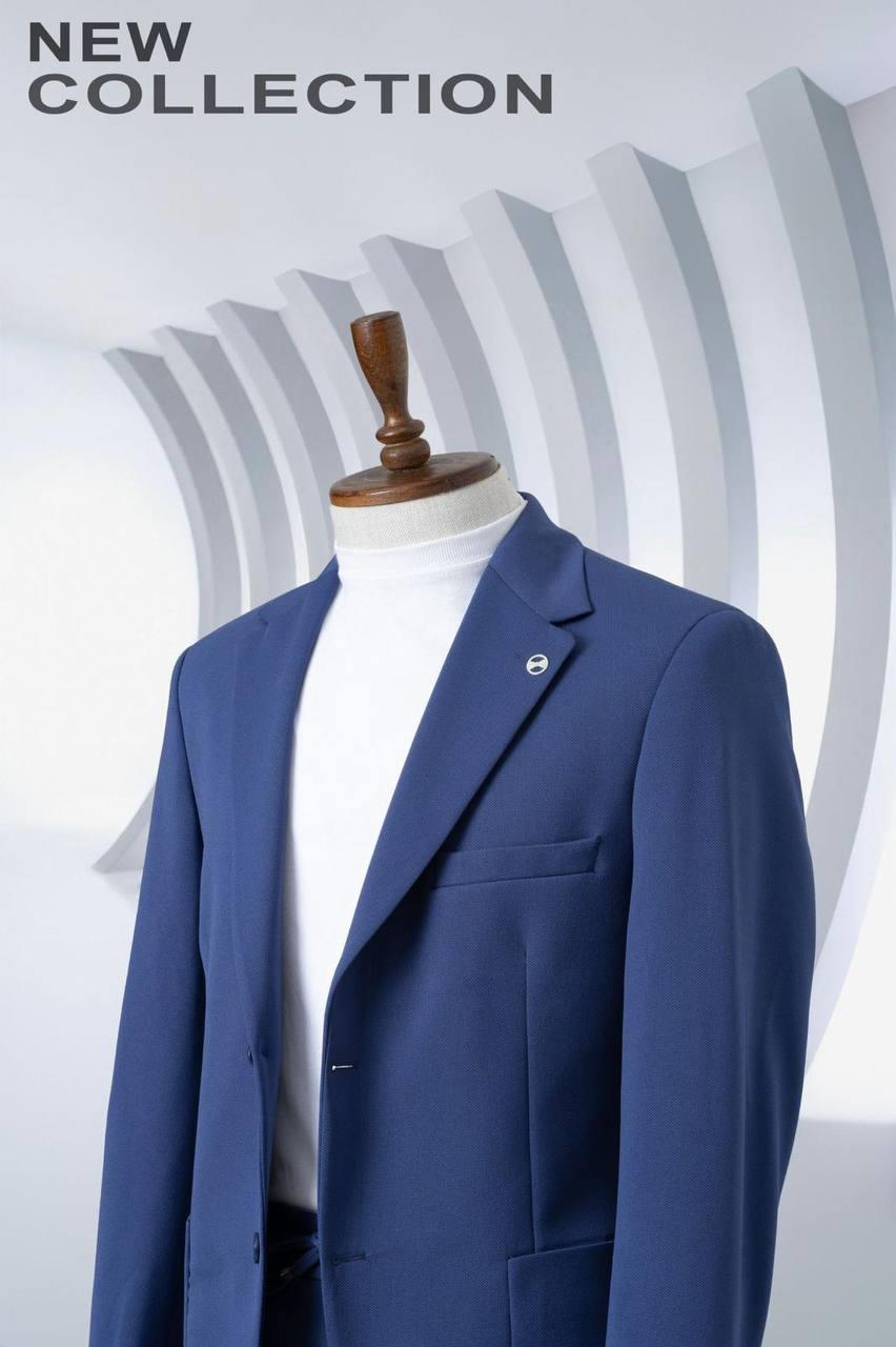 Suit Italian Cut Seersucker Drawstring SlimFit Navy Blue SD41040