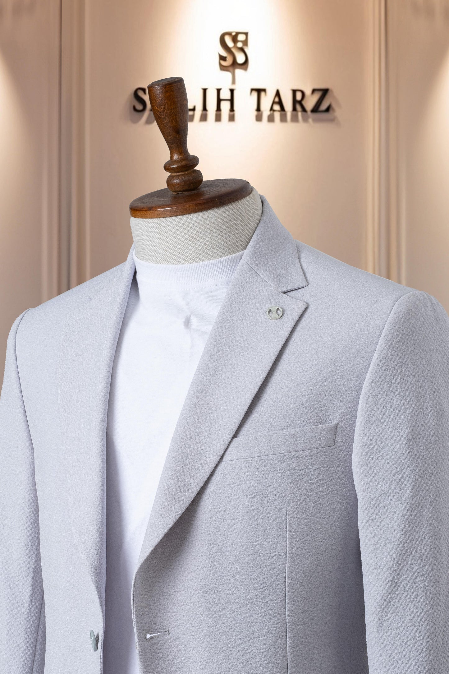 Suit Italian Cut Seersucker Drawstring SlimFit Stone SD41042