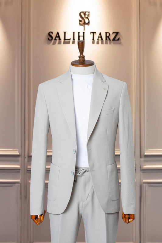 Suit Italian Cut Seersucker Drawstring SlimFit Aqua Green SD41043