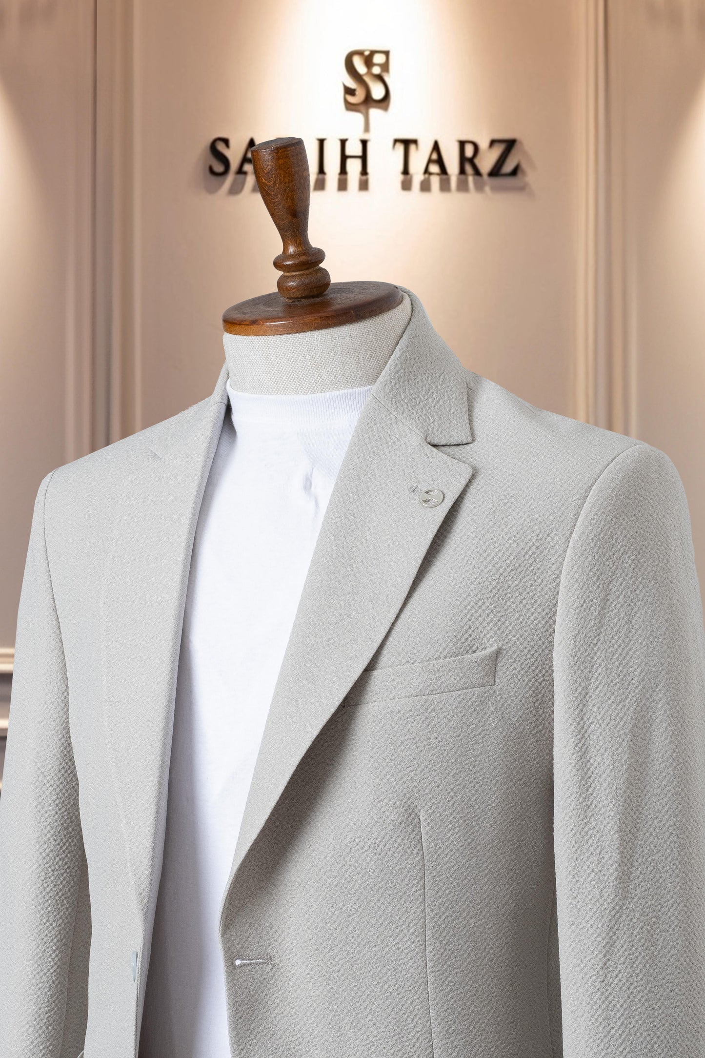 Suit Italian Cut Seersucker Drawstring SlimFit Aqua Green SD41043