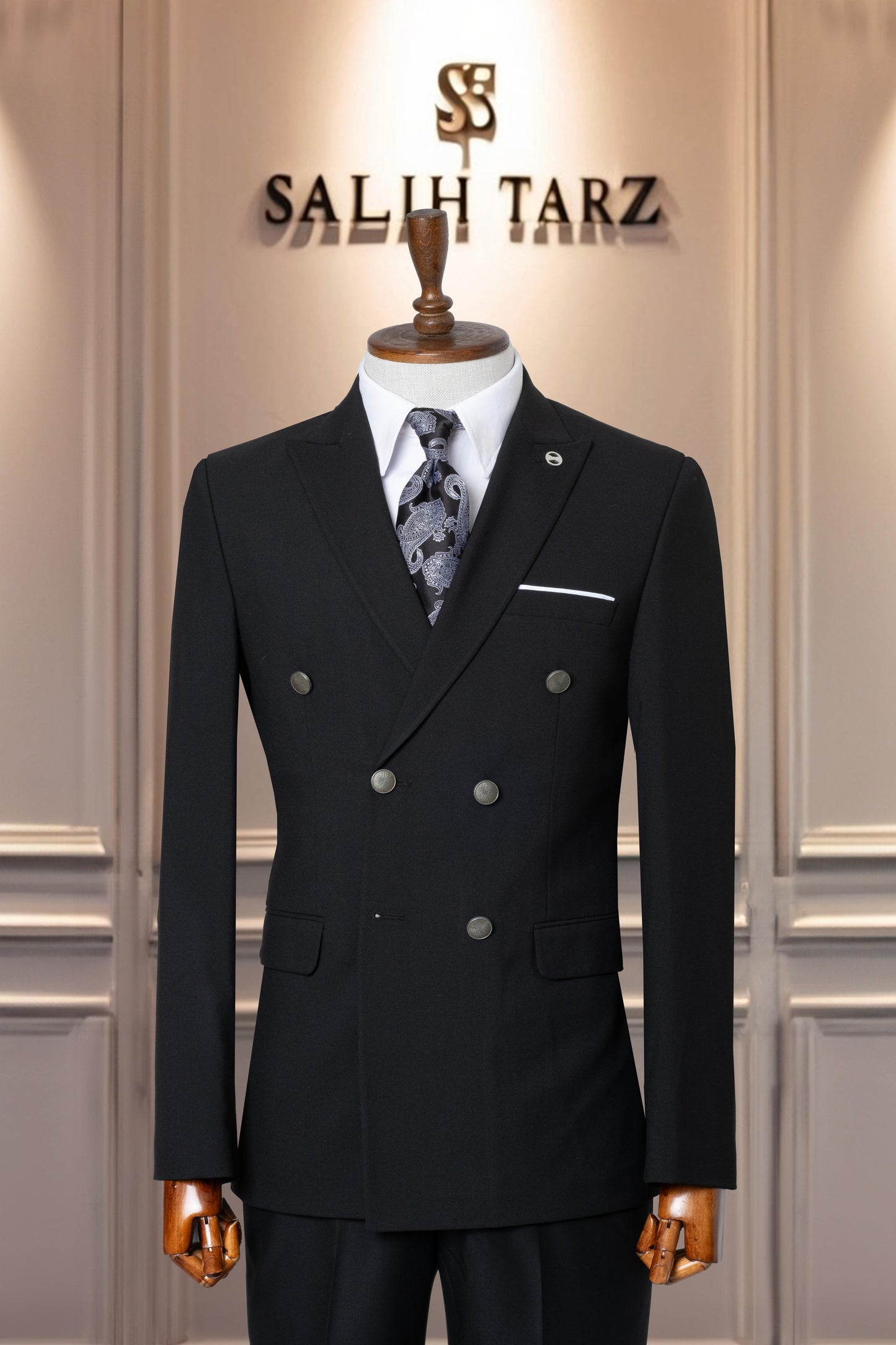 Suit Italian Cut Double Breasted SlimFit Black SD41052