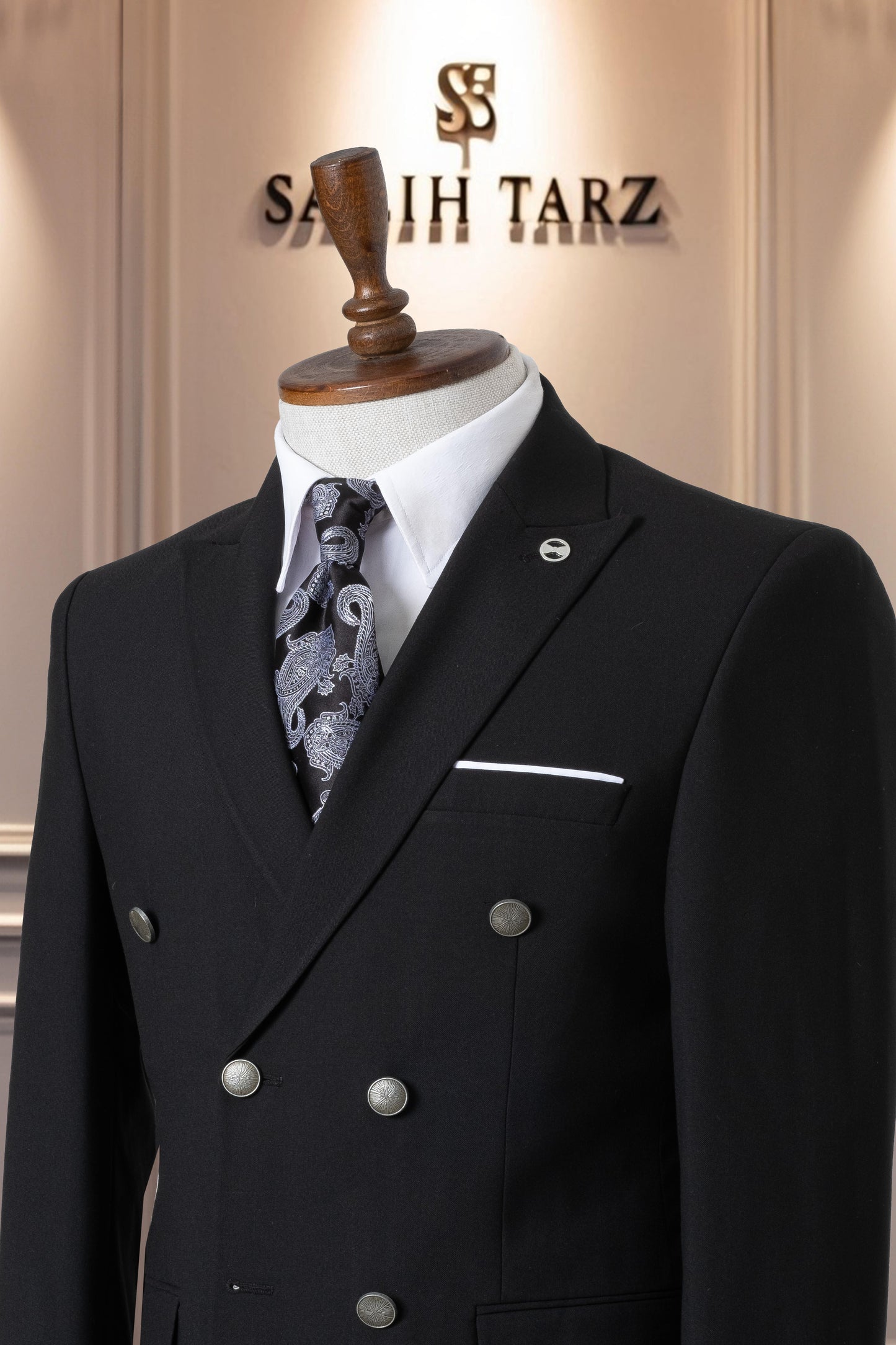 Suit Italian Cut Double Breasted SlimFit Black SD41052