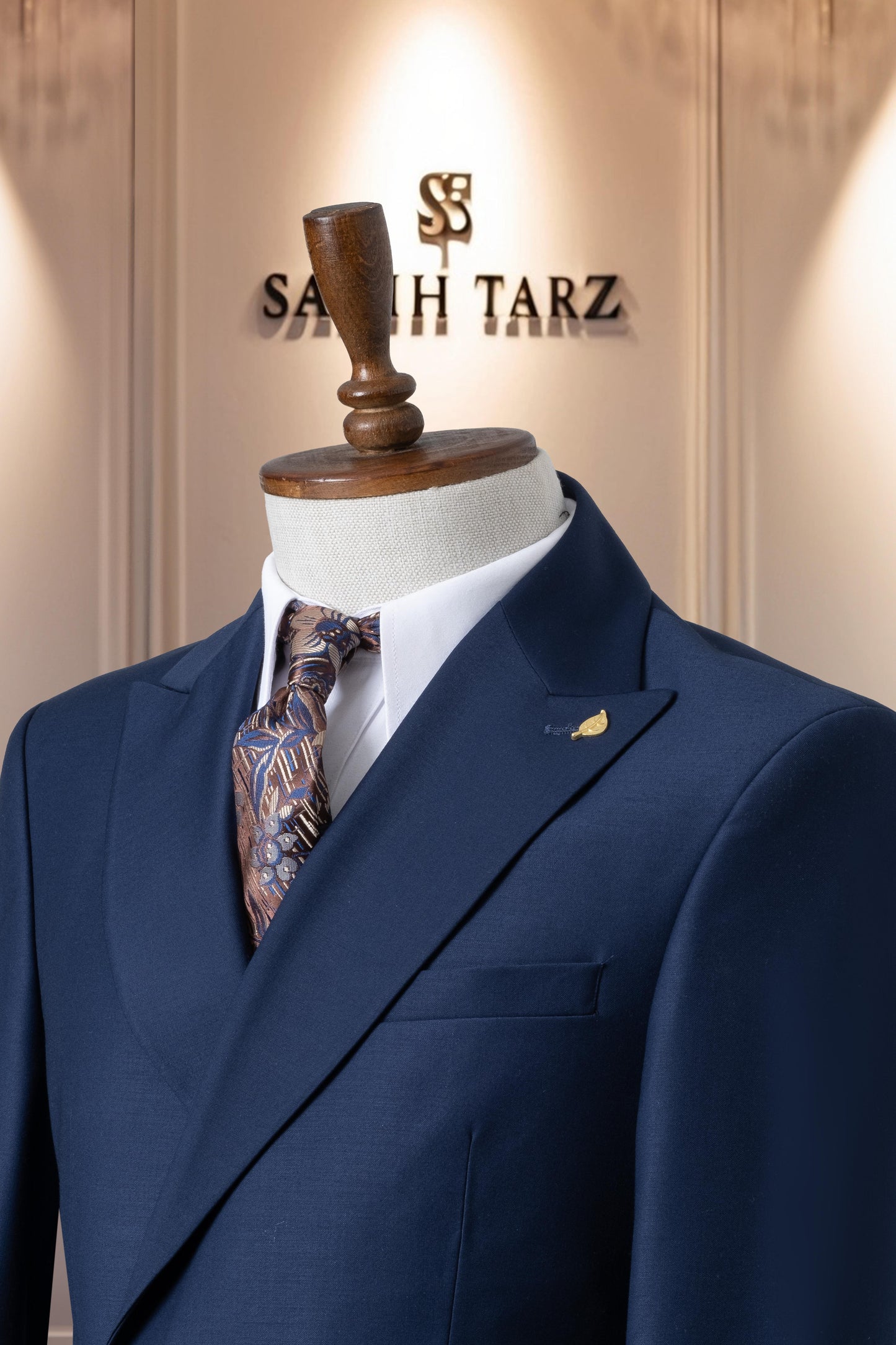 Suit Italian Cut Belted Premium Navy Blue SD41065