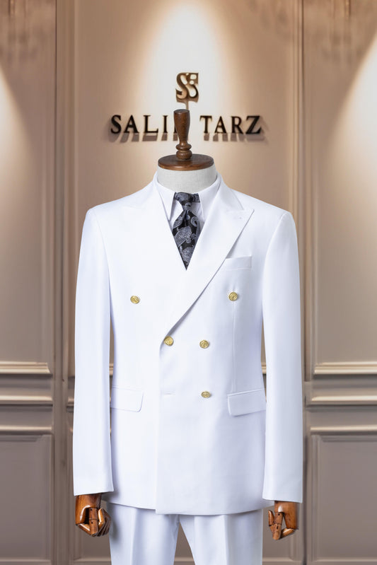 Suit Italian Cut Double Breasted White SD41066