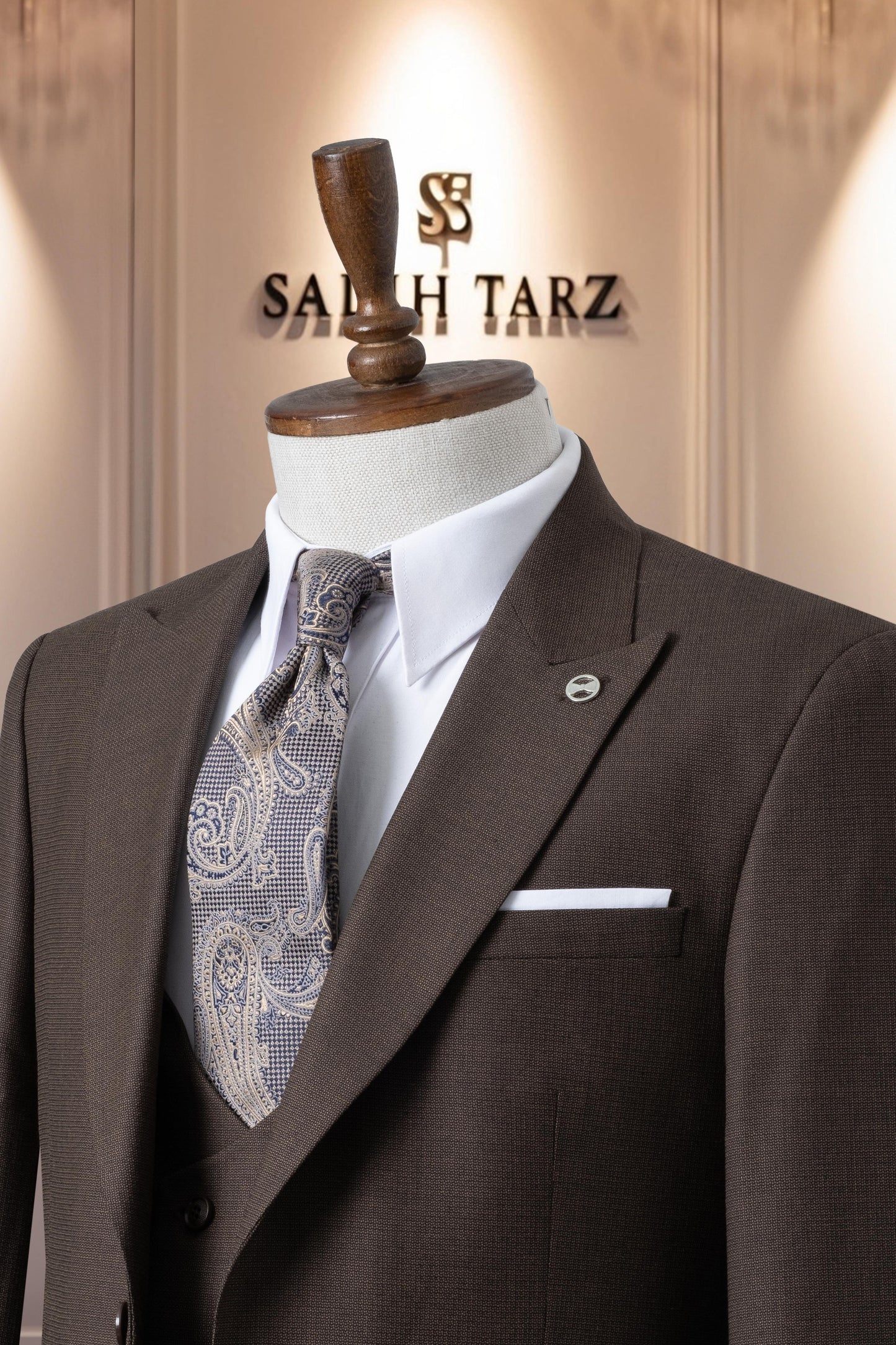 Suit Italian Cut with Vest SlimFit Brown SD41067