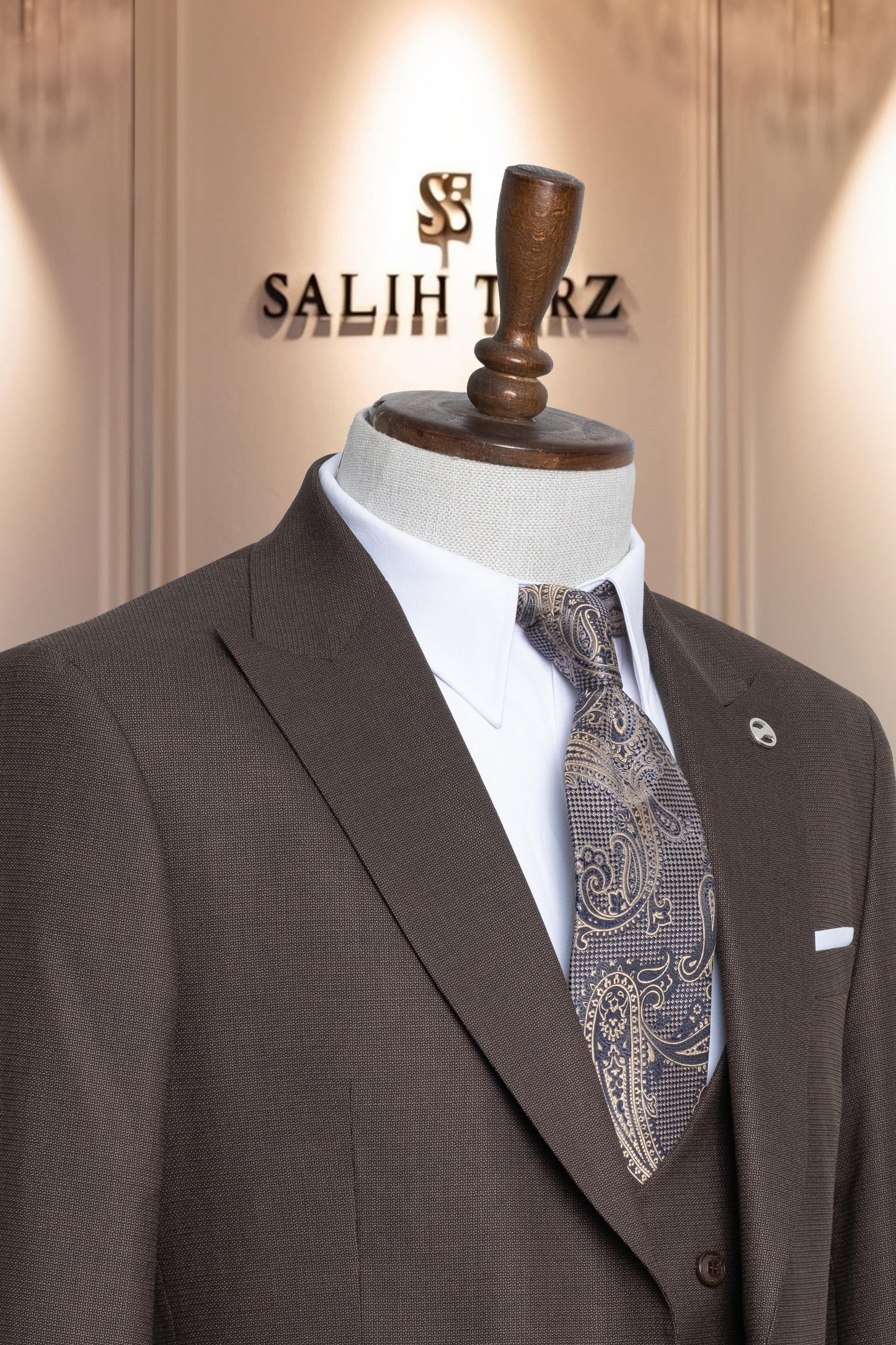 Suit Italian Cut with Vest SlimFit Brown SD41067