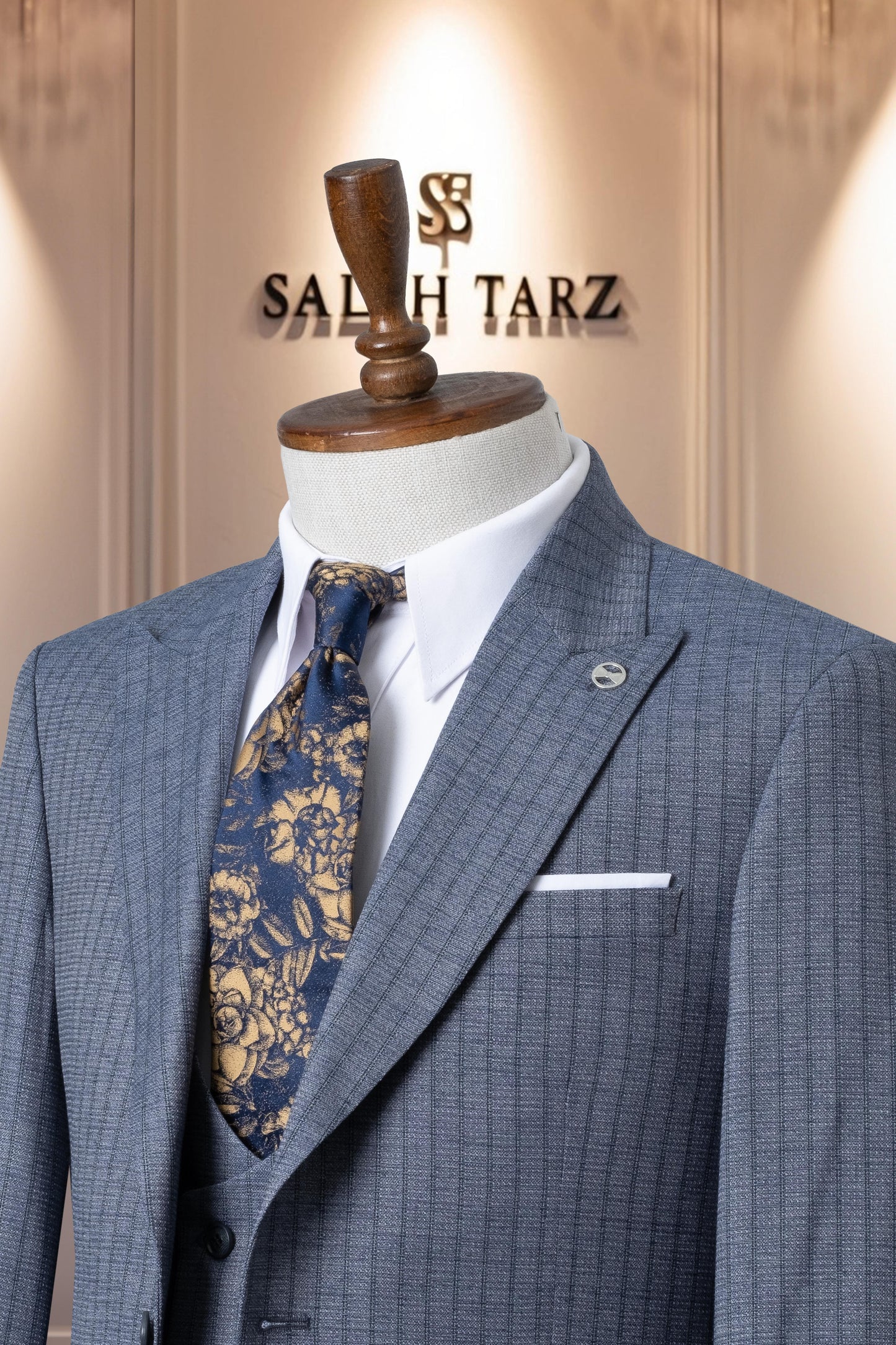 Suit Italian Cut with Vest SlimFit Blue SD41068