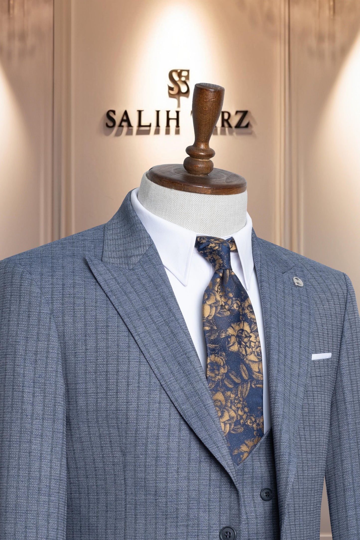 Suit Italian Cut with Vest SlimFit Blue SD41068