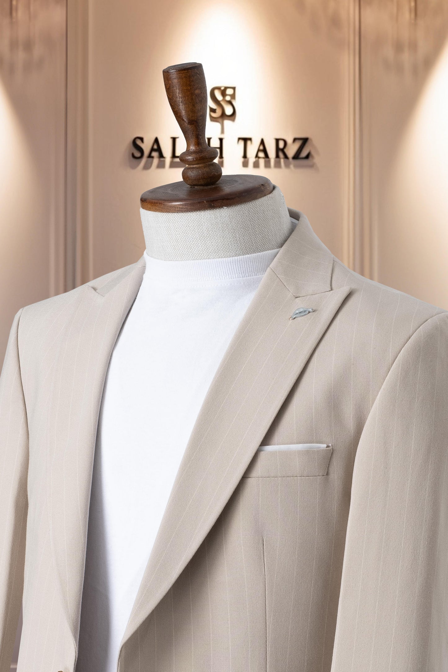 Suit Italian Cut Sports Drawstring SlimFit Striped Cream SD41085