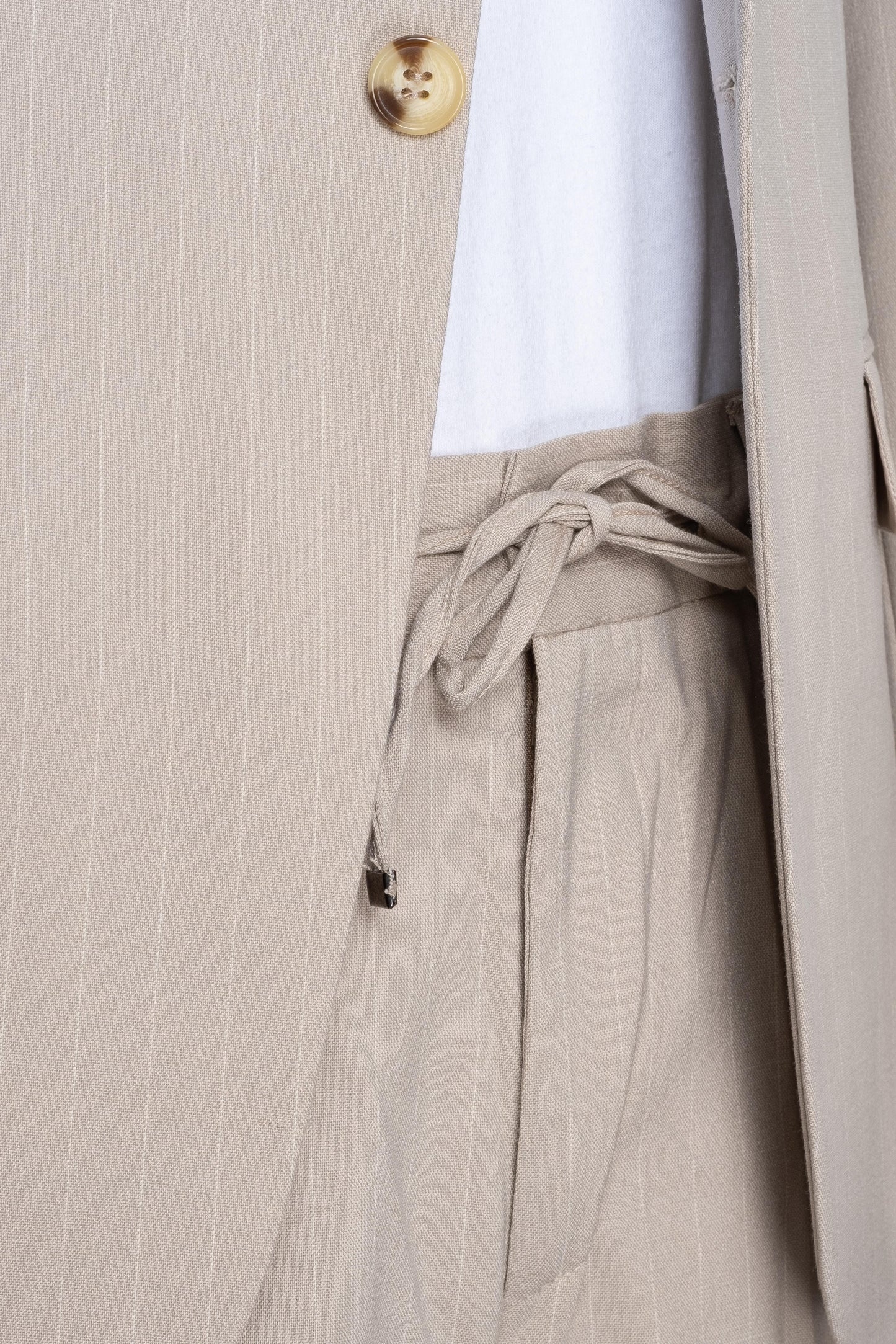 Suit Italian Cut Sports Drawstring SlimFit Striped Cream SD41085