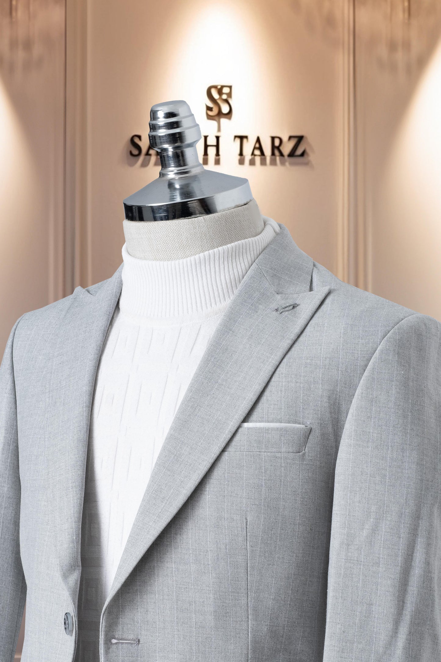 Suit Italian Cut Sports Drawstring SlimFit Striped Gray SD41086