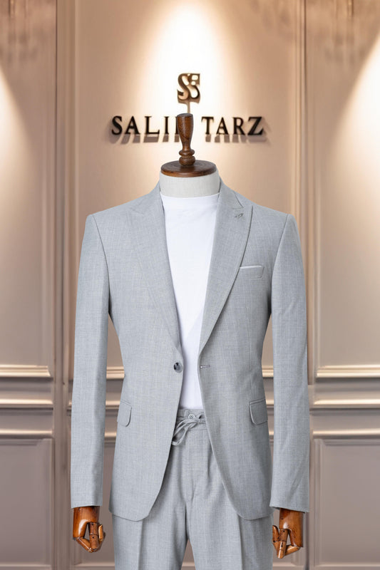 Suit Italian Cut Sports Drawstring SlimFit Striped Gray SD41087