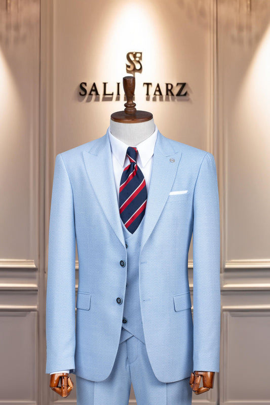Suit Italian Cut with Vest SlimFit Blue SD42111