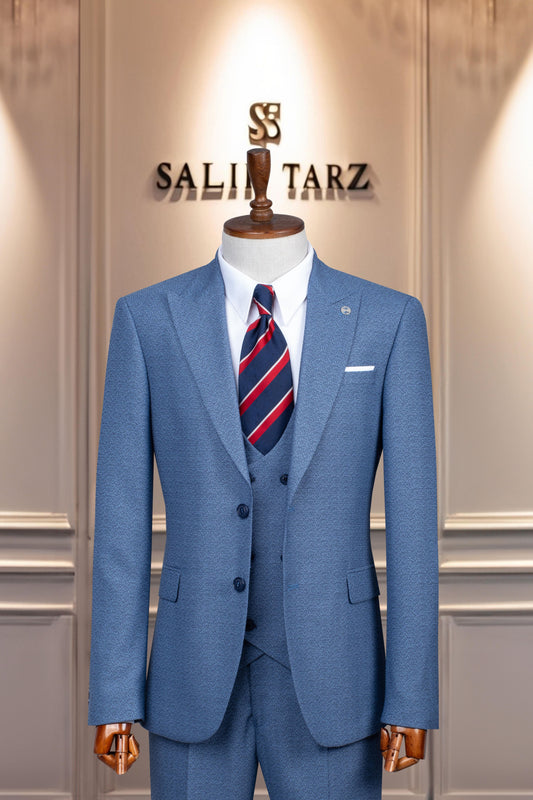 Suit Italian Cut with Vest SlimFit Navy Blue SD42113