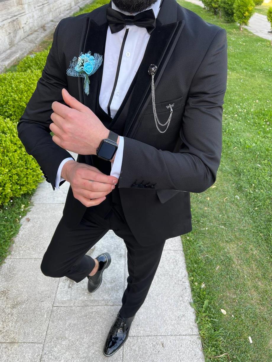 Groom's Suit Italian Cut Slim Fit Black SD3436