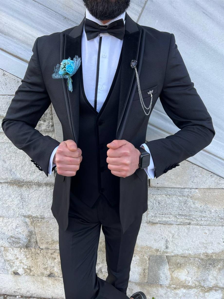 Groom's Suit Italian Cut Slim Fit Black SD3436